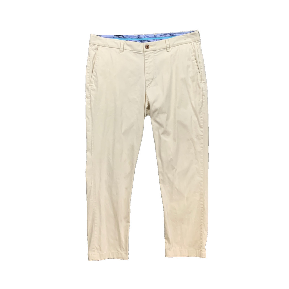 Tommy Bahama Pants Mens 35 Bone Boracay Flat Front Chino Cotton Lyocell Blend
